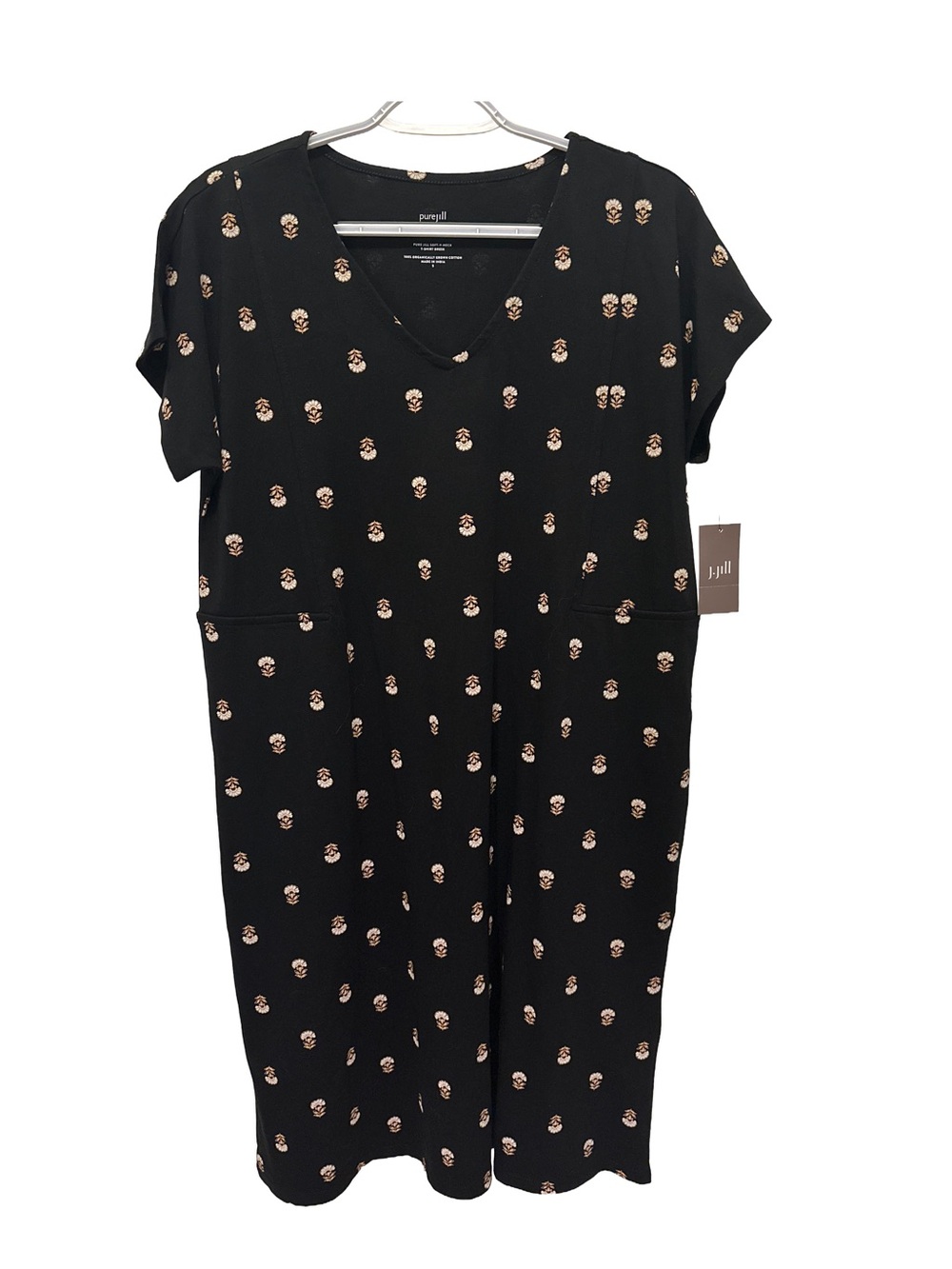 J Jill Pure Jill 100% Organic Cotton Soft V- Neck T- Shirt Dress Size S